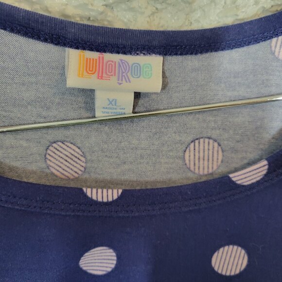 Lularoe Womens Dress XL Short Sleeve High Low Blue Polka Dot GEO227XE - Picture 11 of 13